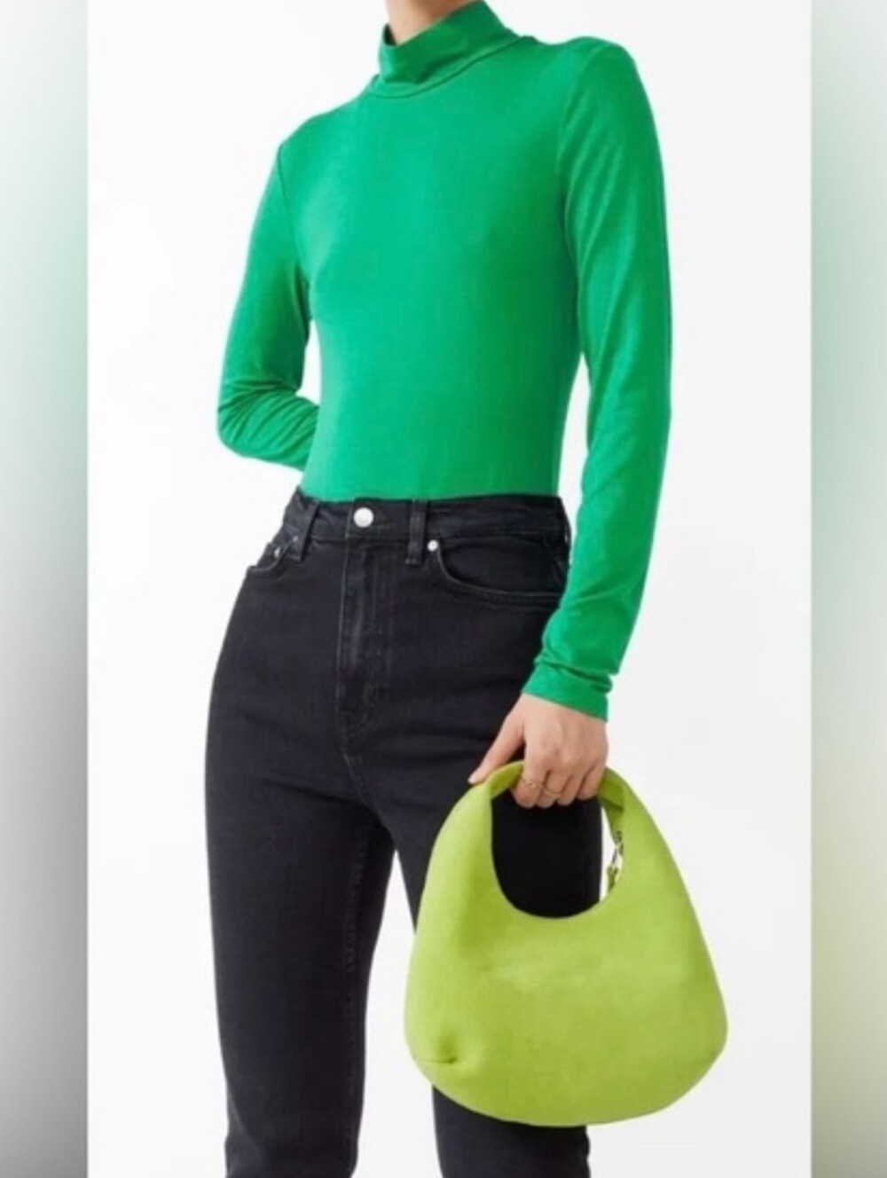 & Other Stories Green Long-Sleeve Turtleneck Bodysuit